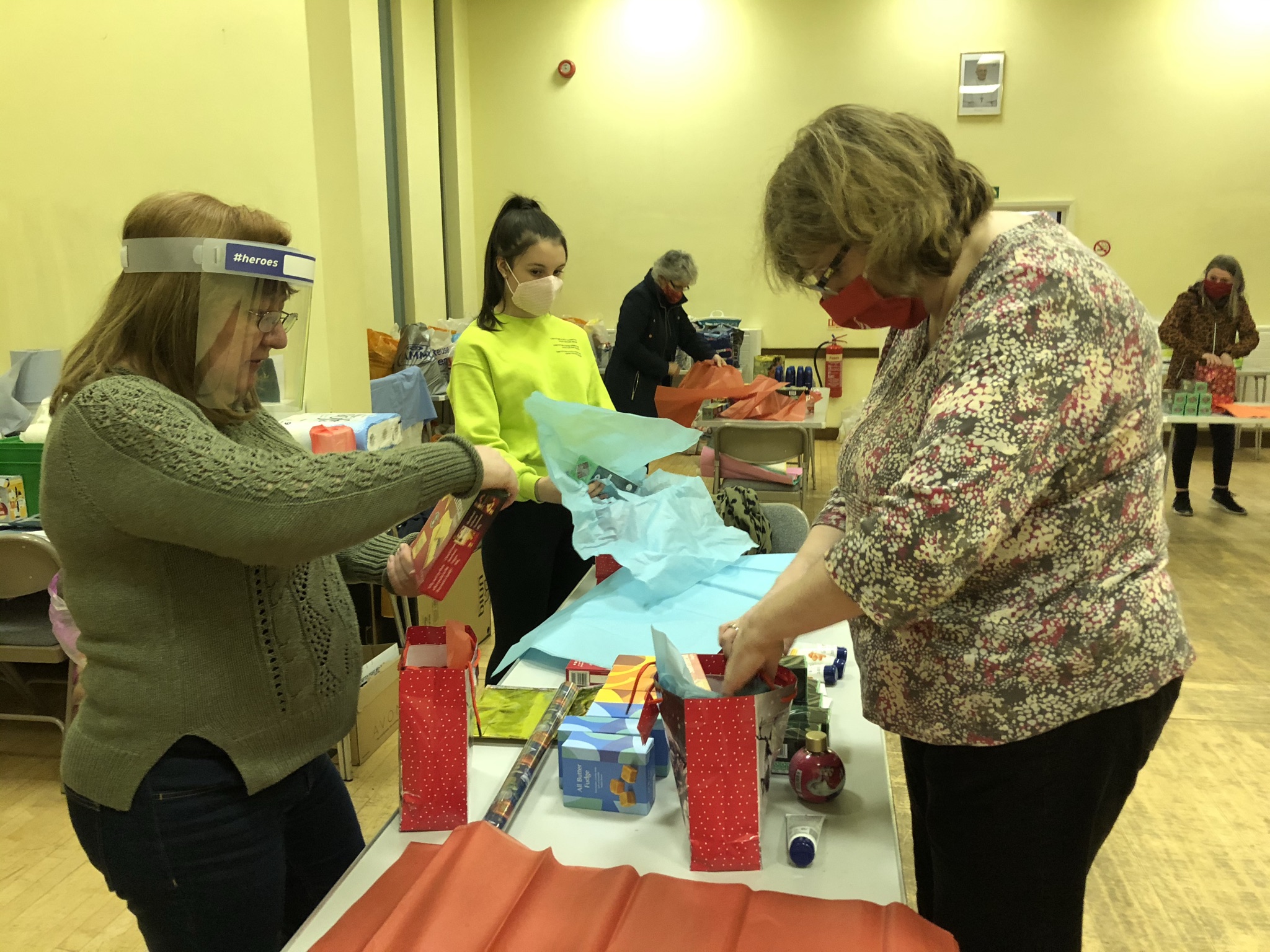 Wrapping the gifts for the Brackenbridge Care Home.